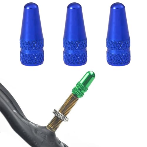 Cubierta de válvula de bicicleta azul 6 piezas miniatura 1