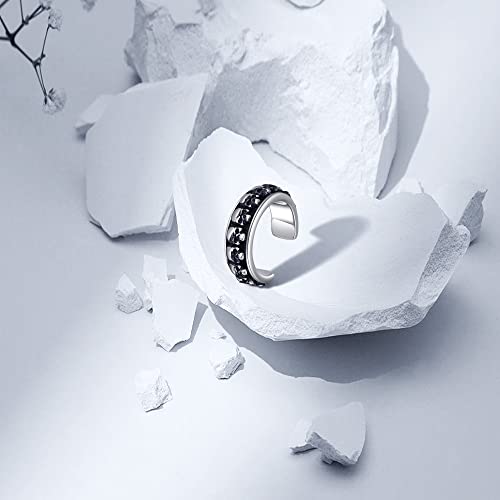 Phnibird Black Skull Ear Cuff Earrings For Men 925 Sterling Silver Ear Cuffs For Women Non Piercing Earrings Punk Gothic Jewelry (1Pcs) #TOP1