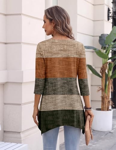 Image of Zeagoo Womens Tops 3 /4 Sleeve Loose Fit Dressy Tunics Plus Size Boho Shirts