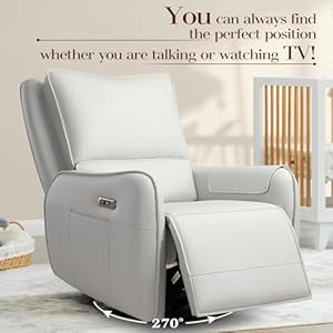 Power Recliner Rocking Chair Nursery Gliders Electric Swivel Rocker Recliner Chair Comfy Upholstered Living Room Reclining Chairs with Lumbar Support