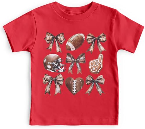Image of JINTING Football Shirts for Boys Girls Game Day Tshirt Toddler Football Season Tee Kids Bow Coquette Tops