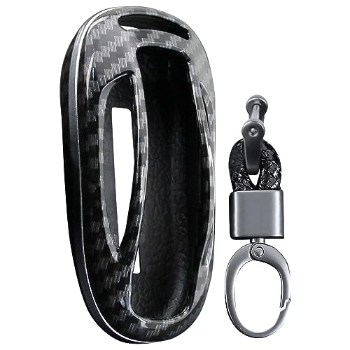 Funda llave coche fibra carbono negra compatible con Tesla Model X llavero protector mando