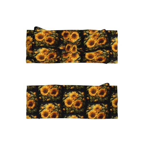 with the yellow sunflower Prints Baby Bow Headband - Super Stretchy Soft Bows Hair Accessories for Newborn Infant Toddlers Kids Girls - Elastic and Skin-Friendly2