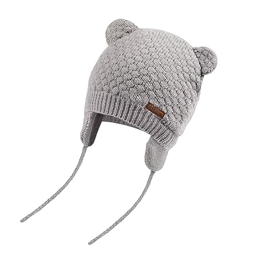 JOYORUN Unisex - Baby Mütze Beanie Strickmütze Unifarbe Wintermütze Grau...