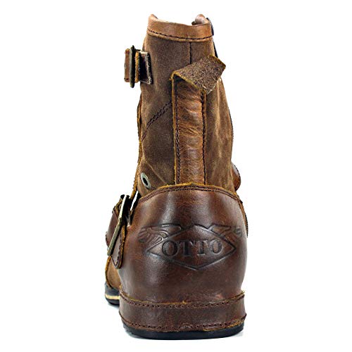 OSSTONE Moto Boots for Men Fashion Zipper-up Leather Chukka Boots Casual Shoes OS-5008-1-Camouflage Green4