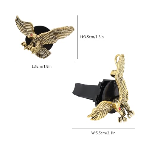 Image of ORIESSE Vintage Eagle Car Air Freshener Vent Clips,2pcs Alloy Golden Hawk Vent Clips Car Accessories,Refillable Car Diffuser with Felt Mads
