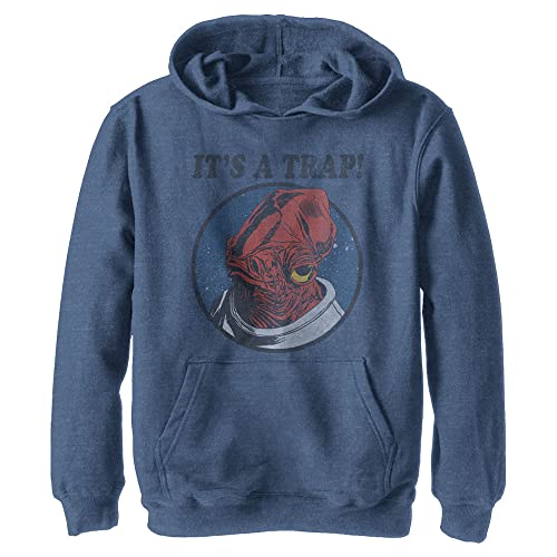 STAR WARS Trapper Hoodie Sudadera con Capucha, Azul Marino Jaspeado, X-Large Unisex niños