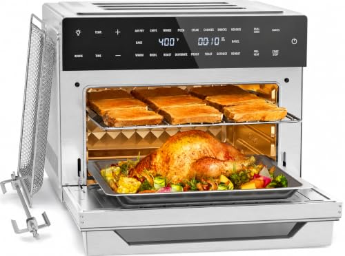 Image of Beelicious 32QT Extra Large Air Fryer, Air Fryer Toaster Oven Combo, Silver Stainless, BAF802