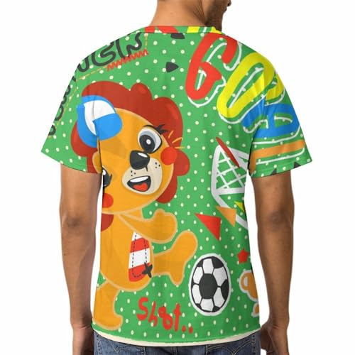 T-Shirt Homme Lion Soccer à Col Rond Manches Courtes Sport - 2
