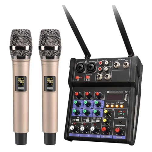 Mezclador de DJ, Mezclador De Audio For DJ, Consola De 4 Canales, Micrófono Inalámbrico, Sonido, Mesa De Grabación De, Consola Mezcladora De Audio Profesional