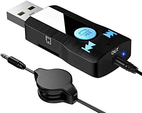 SONRU Bluetooth Receiver for Car, Bluetooth Receiver AUX USB Hands Free Call Kit Support TF-card Play, A2DP, Dual Link, 3.5mm Aux Output Audio Bluetooth Receiver for Car/Home Streaming Sound System
