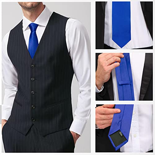 Image of Luckyvestir Mens Tie Solid Satin Neck Ties 3.15'' Formal Necktie for Wedding Business Christmas Father's Valentine's Day Gift