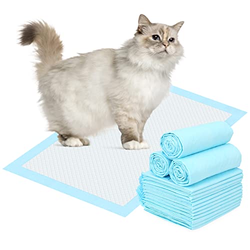 PWEZON Disposable Litter Box Liners, 50 pcs Super Absorbent Training Pads, 6-Layer Leak-Proof Cat Litter Liners, 45 x 33 cm Cat Litter Box Liners for Cat Breeze Litter System (Blue)
