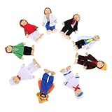 BESTonZON 9piezas Figuras de Familia de Muñecas de Madera Minifiguras de Madera para Casa de Figuras Articuladas de Chef Médico y Constructor para Juego de Simulación Educativo