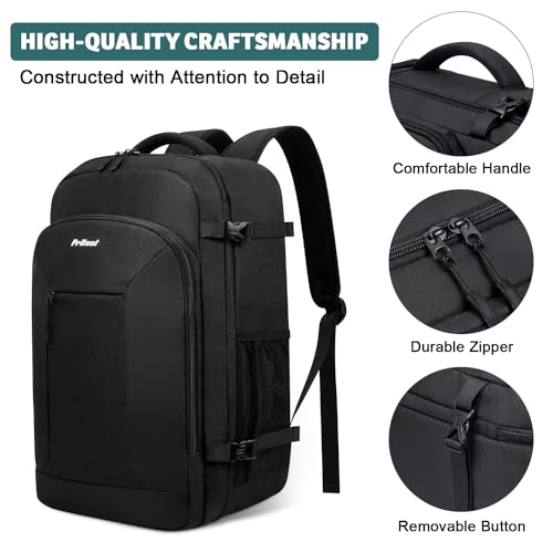 Pritent Travel Backpack for Women/Men,Waterproof Carry On Backpack with Laptop Compartment,Travel Essentials Backpack for Traveling,Business Hiking,Casual,Gym(Black) - Image 5