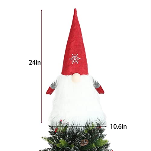 Sattiyrch Gnome Christmas Tree Topper With Snowflake, 24 Inch Large Swedish Gnome Christmas Tree Decor #TOP3