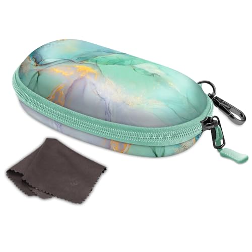 Fintie Estojo de óculos de sol com mosquetão, capa dura à prova de choque para óculos esportivos com zíper para viagem, Mármore de, M