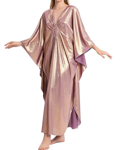 Bsubseach Kaftan Dresses for Women Sparkly Glitter Batwing Sleeve Kaftan Cover Up Beach Maxi Dress Loungewear
