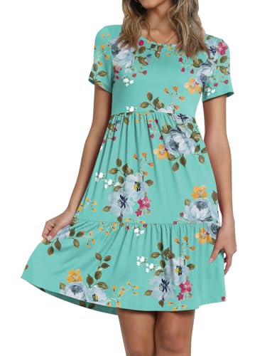 Image of TAOHUADAO 2026 Summer Dresses for Women Short Sleeve Ruffle Casual Sundress with Pockets