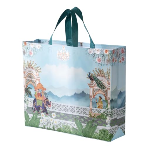 Image of Lavya Wedding Special Return Gift Bags (Royal Wedding Heritage, Pack of 10) | Large Size (15x12.5x4 in) | Reusable Non-Woven Metallic Laminated Matt Finish | Ideal for Gifting Sarees, Sweets & Dry Fruits
