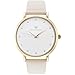WRISTOLOGY Olivia Womens Gold Crystal Wrist Watch Beige Off White Leather Band