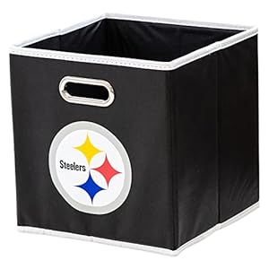 Franklin Sports NFL Pittsburgh Steelers Collapsible Storage Bin NFL Folding Cube Storage Container Fits Bin Organizers Fabric NFL Team Storage Cubes One Size