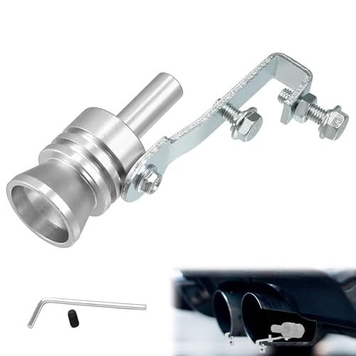 Silbato Escape Coche, Simulador de Sonido de Coche, Silbato de Sonido Turbo, Silbato Turbo Simulador de Sonido, Boquilla de Escape Ruido Ancho Silbato, Escape Tubo Silenciador Imulador (Plata, L)