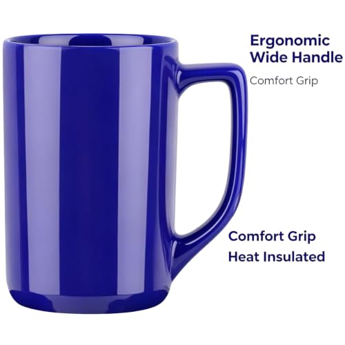 NBABSR 16 OZ Large Coffee Mug,Tall Blue Diner Cup with Handle,Glossy Bulk Porcelain Mug for Latte,Hot Tea,Cappuccino,Milk,Cocoa for Men Women Mug Lovers Gifts by NBABSR - Used condition - Image 4
