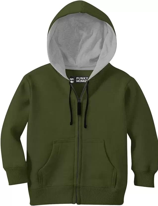 FUNKY MONKEYUnisex 300 GSM Fleece Zipper Hoodies for Boys and Girls