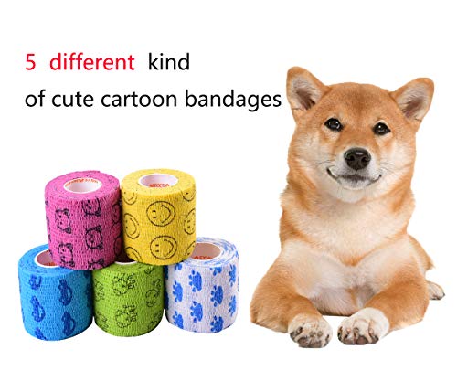 Stmandy Vet Wrap Bulk, Bandage Wrap Vet Tape 2 Inch,Waterproof Self Adherent For The People Or The Pet(Cat, Dog, Horse And So One) Who Was Injure Or Have Wounds (Cartoon) #TOP1