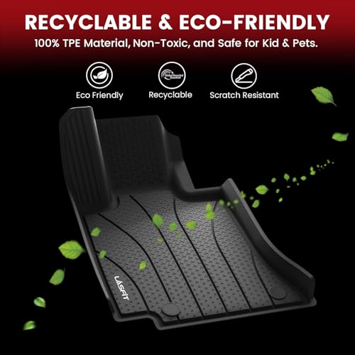Image of LASFIT Floor Mats for Mercedes Benz E Class 2024-2026 E350 /E450 AMG /E53 AMG | Fit Sedan & All-Terrain, All Weather TPE Non-Slip Easy to Wash, 1st & 2nd Row Car Mats, Black