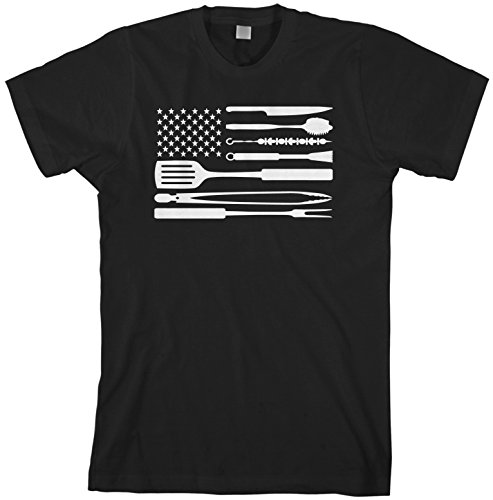 Threadrock Men s Barbecue Tools American Flag T-Shirt 2XL Black | White Flag