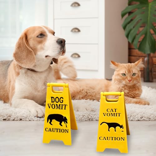 Katzen Kotzschild, 13cm Lustige Gag Katzen Hunde Kotz Warnschilder, Cat Dog Vomit Sign, Funny Cat Sign Decor, Warnschild für Erbrochenes Haustieren, Funny Gag Gift Für Katzen Hundeliebhaber