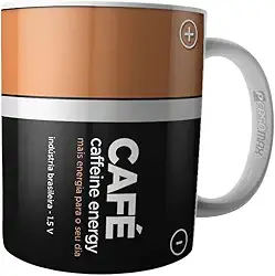 Caneca Café Pilha Caffeine Energy Geek Nerd Humor Meme