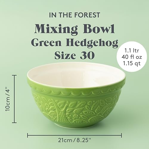 Mason Cash | In the Forest S30 1.25 Quart Embossed Mixing Bowl | Hedgehog (Green) - Thumbnail 3