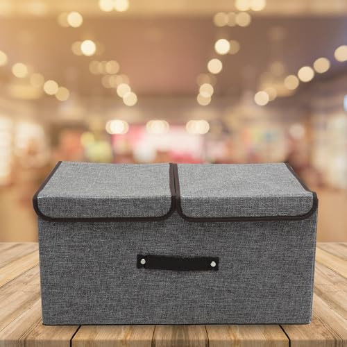 Caja de almacenamiento con tapa de algodón y lino para ropa de diseño compacto 6