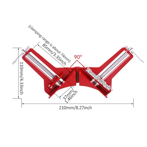 Corner Clamps Woodworking Reinforced 90 Degree Camps Right Angle Clamping Angle Square Wood Square Quick Fix Cramp Red Dorsion Cramp DIY Red - Image 9