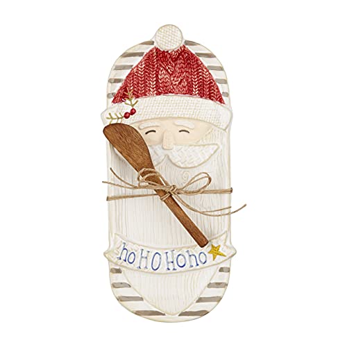 Mud Pie Christmas Butter Dish Set, Santa, Dish 9 3/4" X 4 1/4" | Spreader 5 1/2" #TOP22