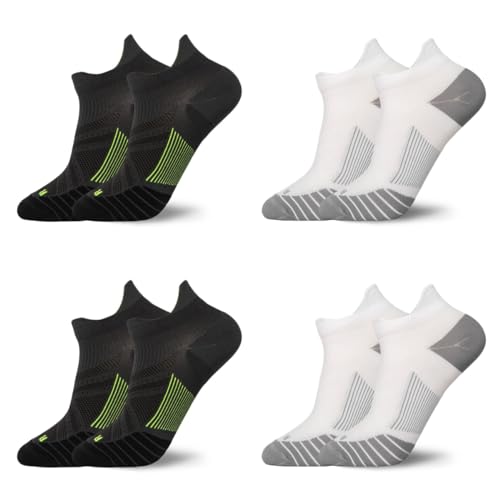 Florauspicious Calcetines de compresión de tobillo para hombres y mujeres, calcetines de compresión de corte bajo para correr (mezcla de colores, mediano) (4 pares/8 piezas), Verde