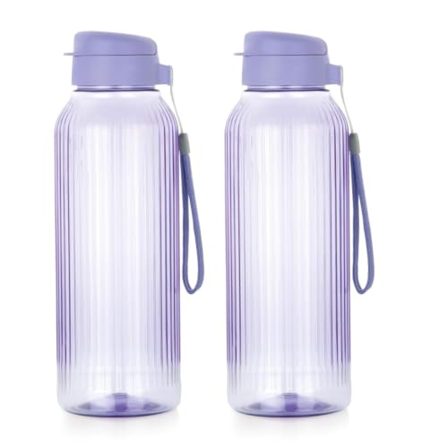Image of ATTRO Prime Linear Plastic Water Bottle, Leak-Proof- Set of 2-1.5L-Purple