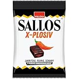 3 er Pack Sallos X-Plosiv 3 x 150g Extrastarke Hartkaramellen mit Lakritzgeschmack und Chiliextrakt