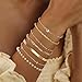 Gold Bracelets for Women, Plated Gold Bracelets for Women Trendy, 14K Plated Stackable Dainty Gold Bracelet Stack Set Waterproof Adjustable Paperclip Tennis Figaro Rope Chain Link Jewelry Gifts