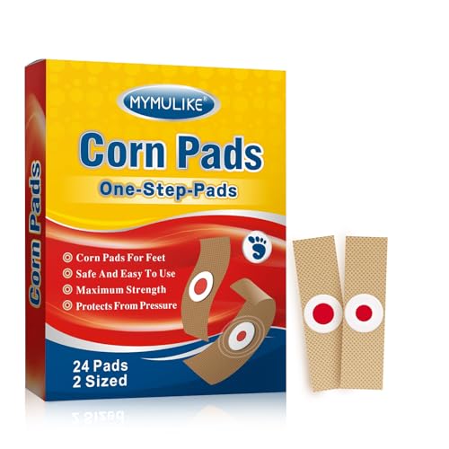 Corn Removal Pads 24 Count MYMULIKE Corn Plasters Relief Corn Pain Corn Remover for Feet Hand Toe for Feet Care and Wart Remover Corn Cushions Pads Foot Care