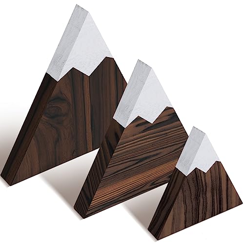 Image of Maitys 3 Pcs 3 Size Mountain Shelf Decor Mountain Wooden Sign Farmhouse Wood Adventure Sign Woodland Nursery Decor Travel Table Centerpiece for Home(Coffee)