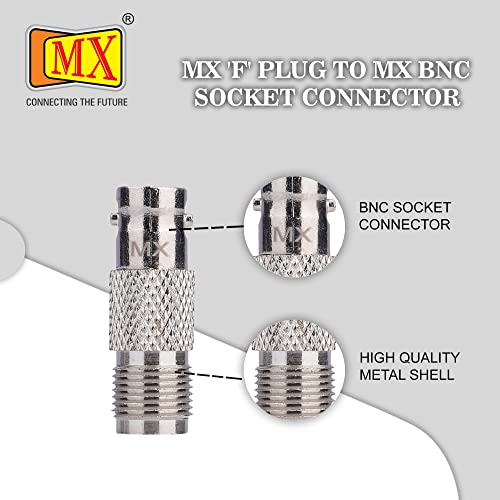 Image of MX Female F Type Connector to BNC Female Connector for TV Cable Tight Corners Wall Plate Mounted Flat Panel TV Mounting Setup Box (PACK OF 2)