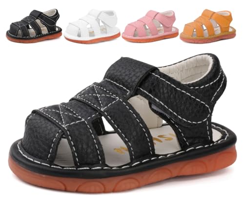 Image of Baby Boys Girls Squeaky Sandals Summer Closed-Toe Anti-Slip Premium Rubber Sole Toddler First Walkers Shoes