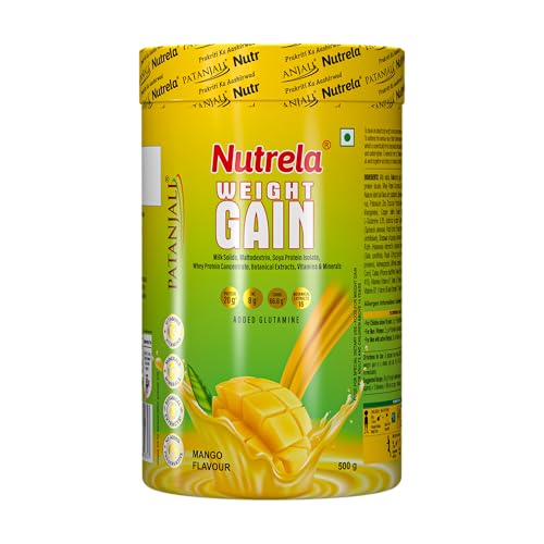 Image of Nutrela Weight Gainer | 500g Mango Flavour | High-Calorie Mass Gainer with Vitamins & Khandsari Sugar | Ideal for Men & Women