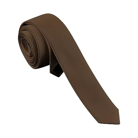 Branduce 4cm Mens Silk Brown Tie for Wedding Party Tuxedo Solid Coffee Slim Necktie (TA07-22) Cover