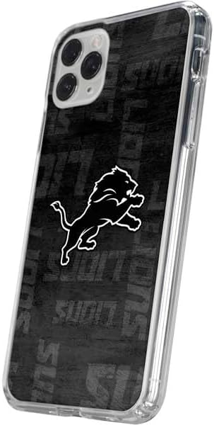 Skinit Clear Phone Case Compatible with iPhone 11 Pro - Officially Licensed NFL Detroit Lions Black & White Design