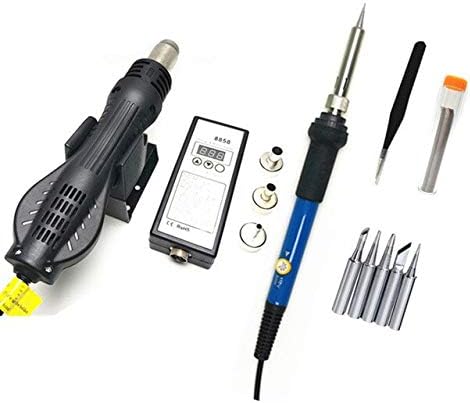 Soldering 8858 portable BGA rework soldering station hot and cold fan hair dryer welding desoldering tool 60W thermostat electric iron set - (Power: 60W, Color: C, Plug Type: EU)